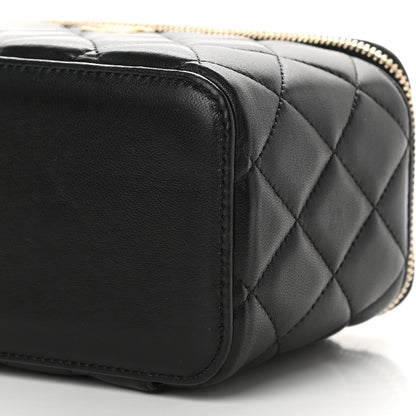 Chanel Lambskin Quilted Small Top Handle Vanity Case With Chain Black 9 of 9