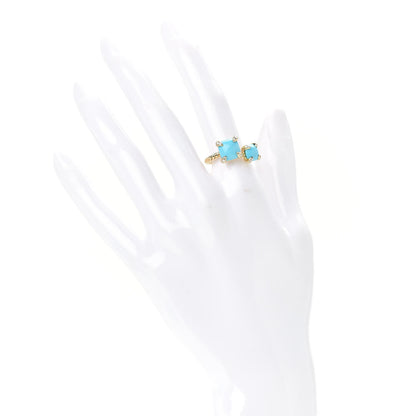 David Yurman 18K Yellow Gold Diamond Turquoise Chatelaine Bypass Ring 52 6 2 of 6