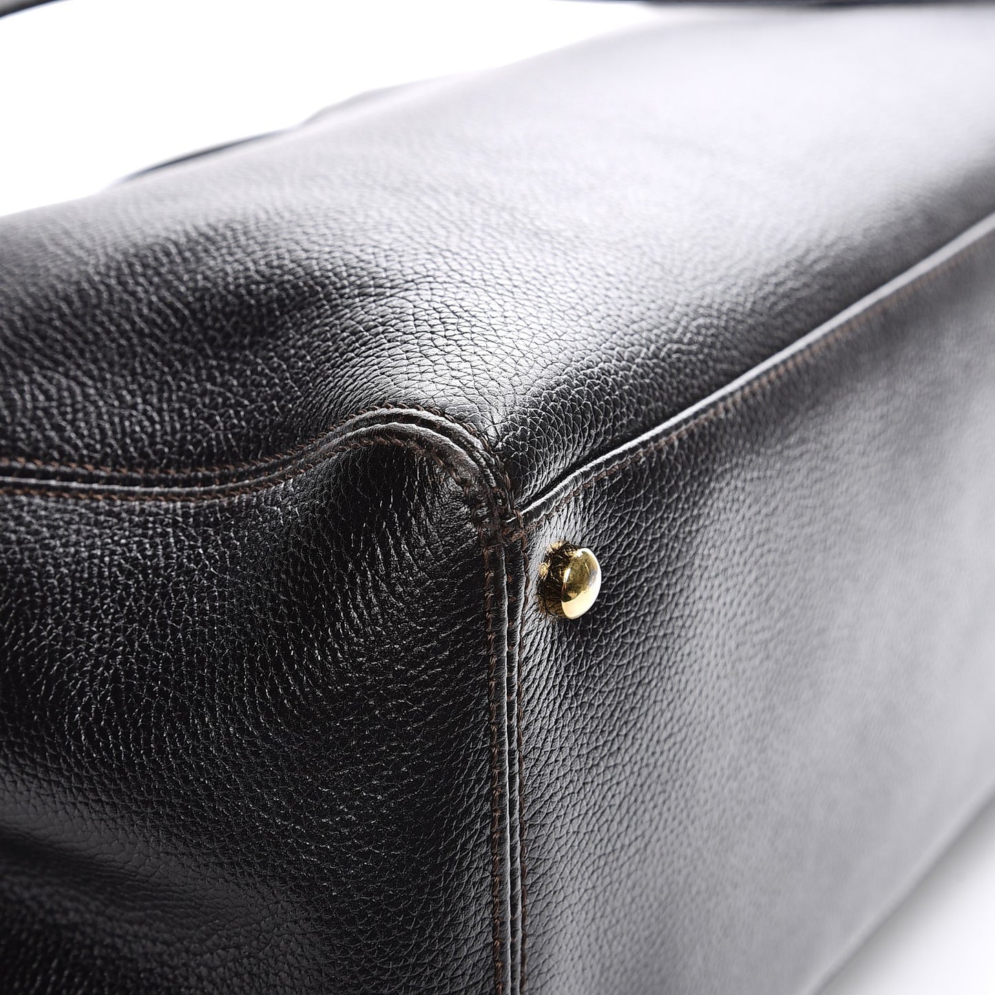 Calfskin Cerf Executive Shopper Tote Dark Brown