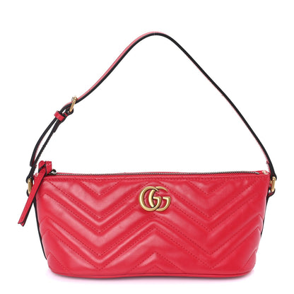 Gucci Calfskin Matelasse Chevron GG Marmont Sling Shoulder Bag  Rosso 1 of 7