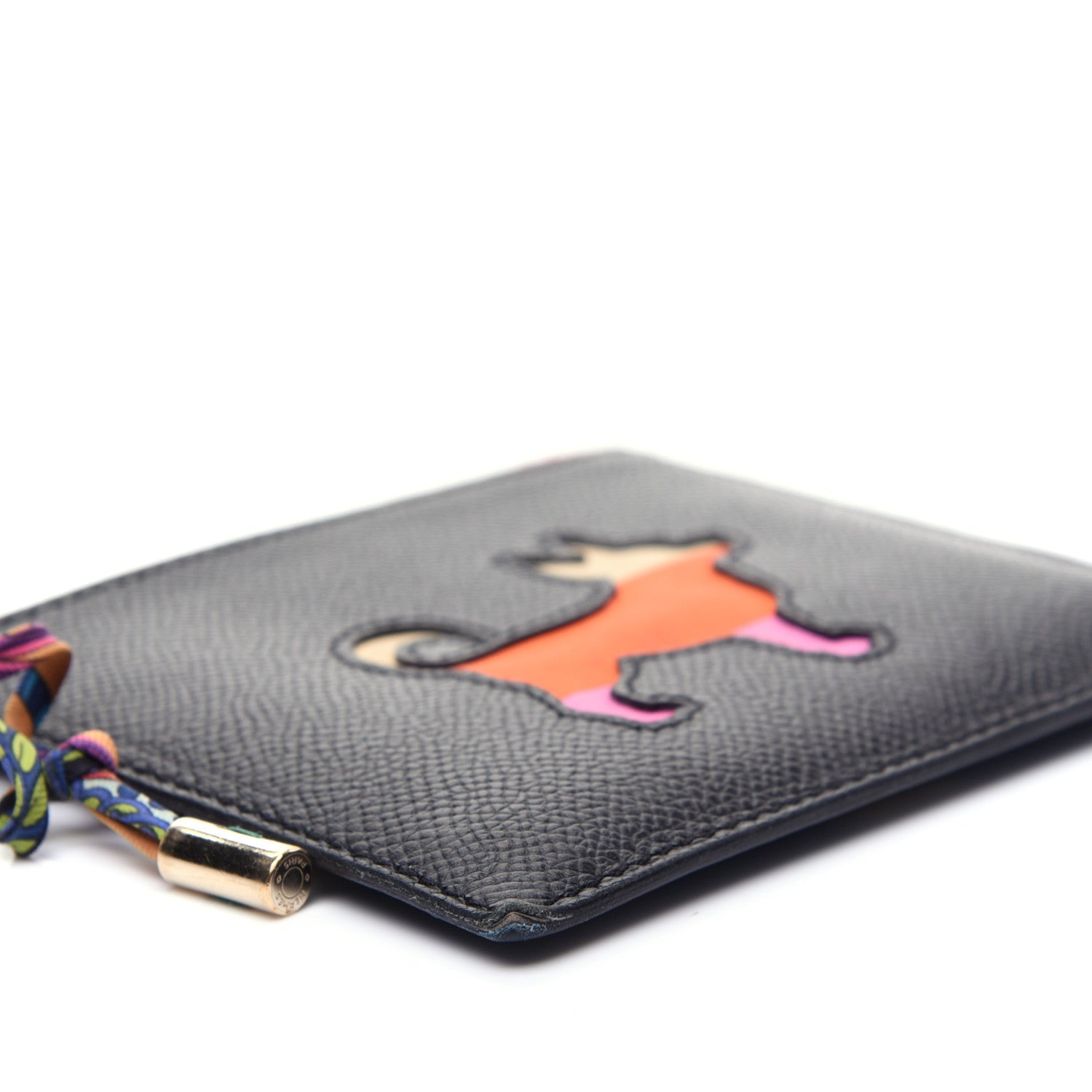 Hermes Epsom Swift Petit H Dog Flat Case Black Multicolor 6 of 11