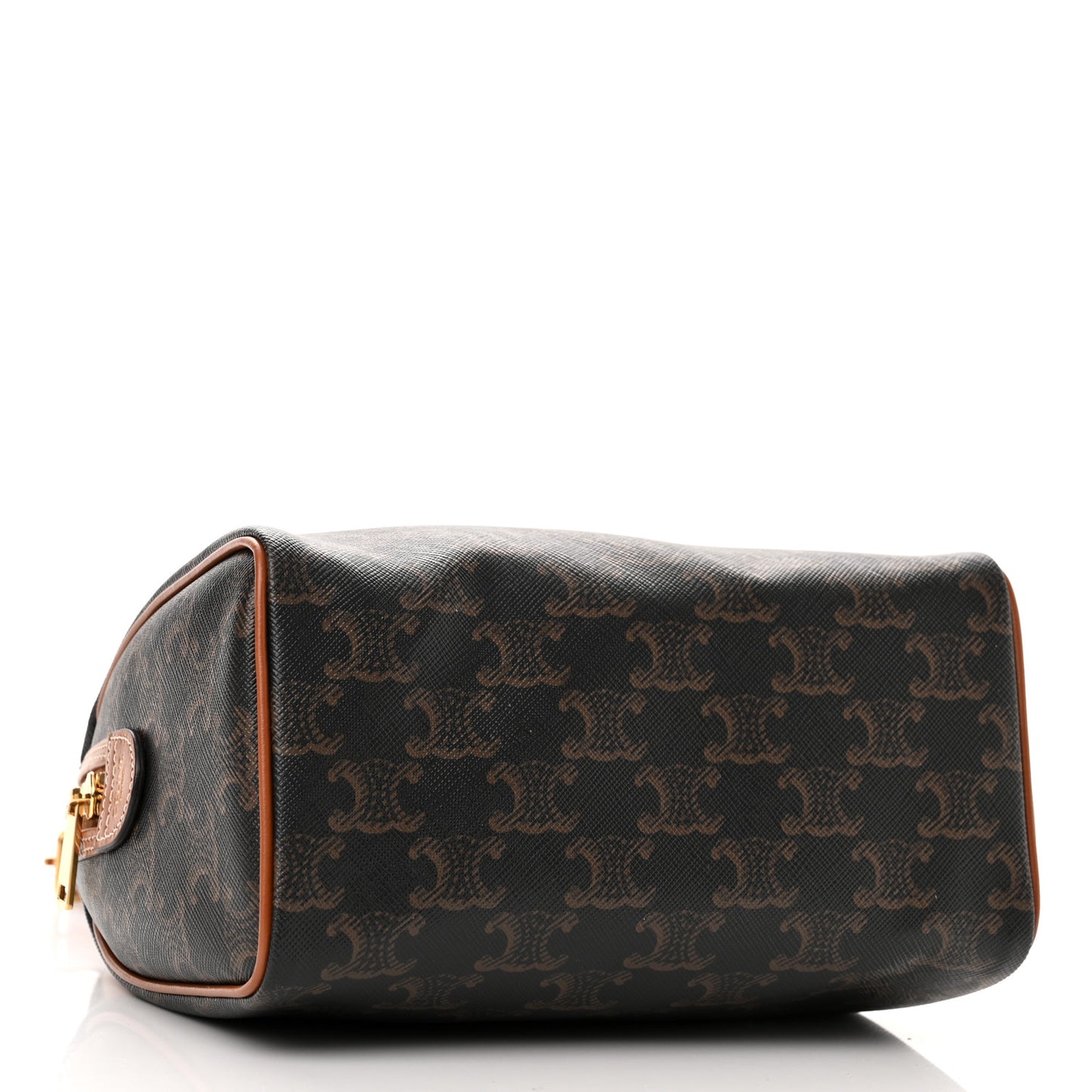 Triomphe Canvas Calfskin Small Boston Bag Tan