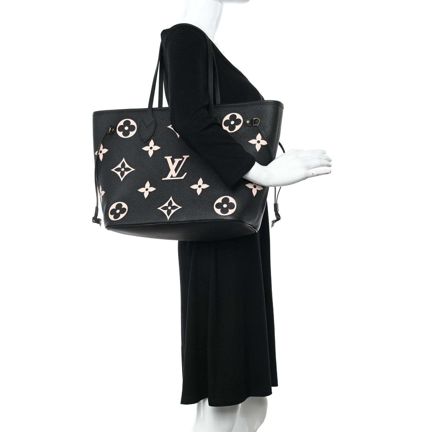 Louis Vuitton Empreinte Monogram Giant Neverfull MM Black Beige 2 of 9