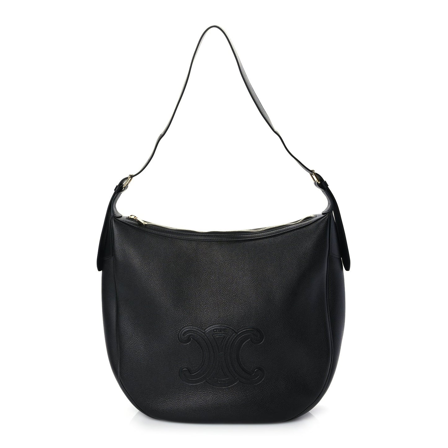 Supple Calfskin Cuir Triomphe Large Heloise Shoulder Bag Black
