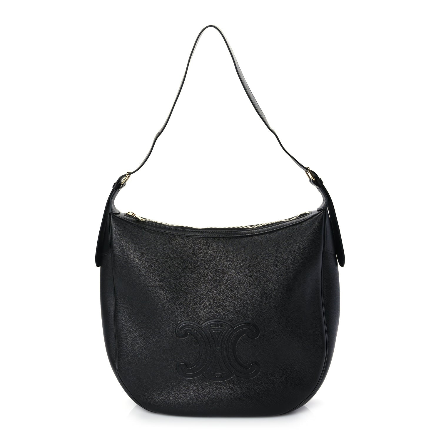 Celine Supple Calfskin Cuir Triomphe Large Heloise Shoulder Bag Black 1 of 9