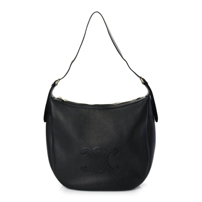 Celine Supple Calfskin Cuir Triomphe Large Heloise Shoulder Bag Black 1 of 9