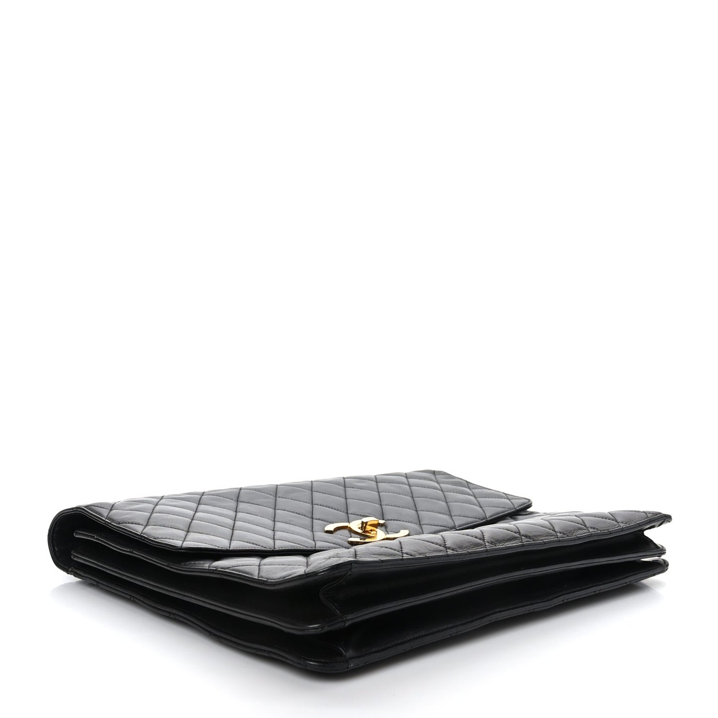 Lambskin Quilted Briefcase Laptop Bag Black