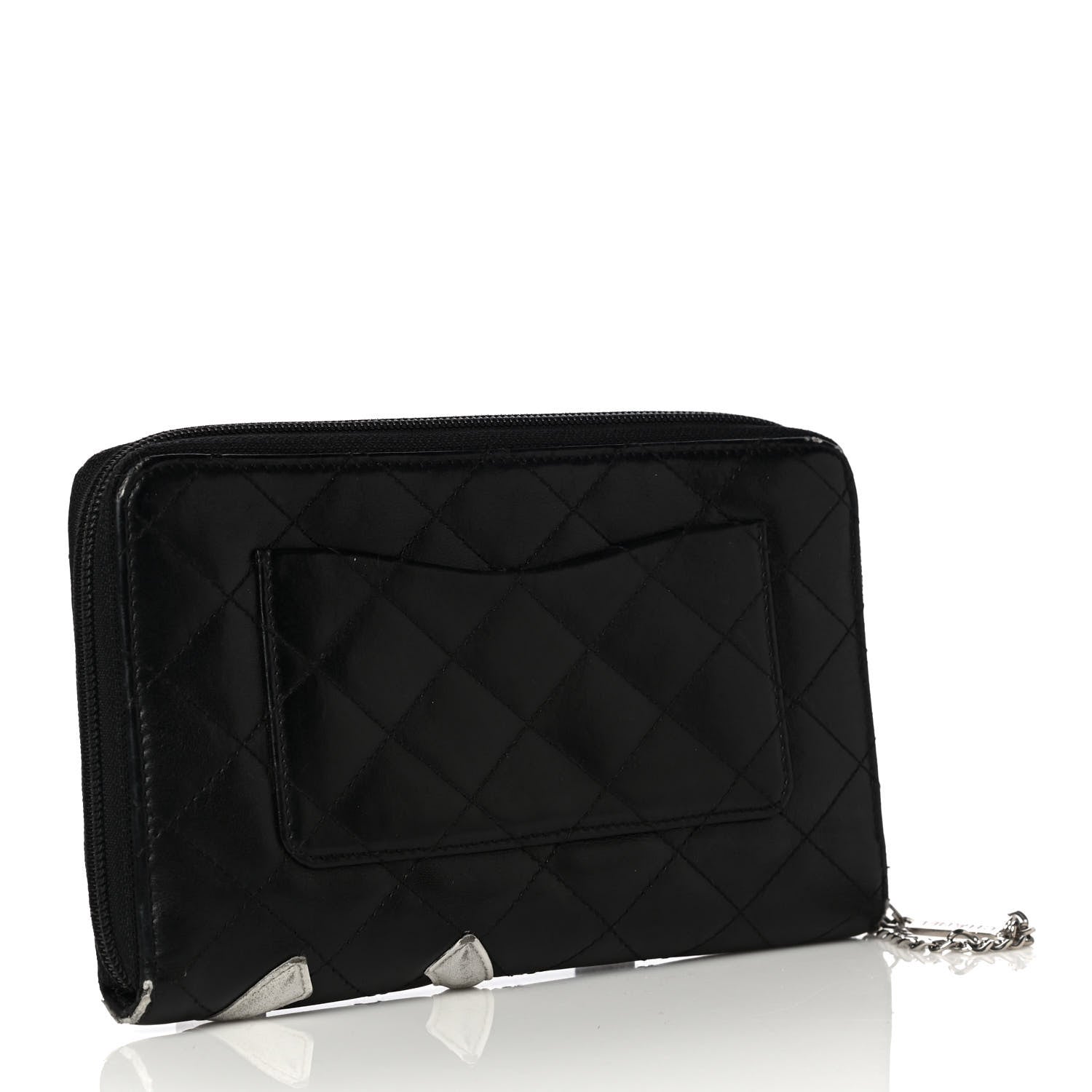 Chanel Calfskin Cambon Zip Around Organizer Wallet Black White 3 of 13