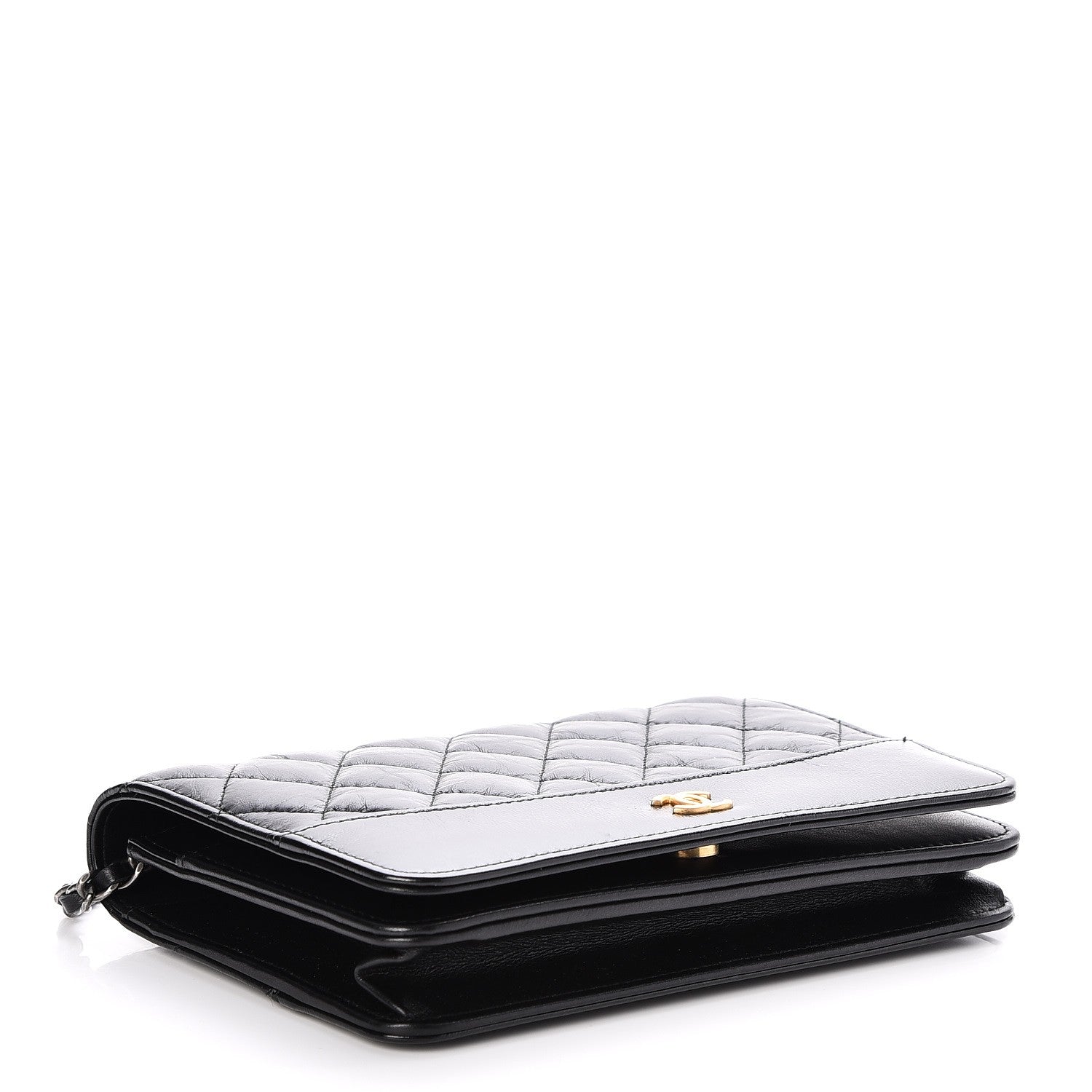 Chanel Aged Calfskin Quilted Gabrielle Wallet On Chain WOC Black 4 of 9