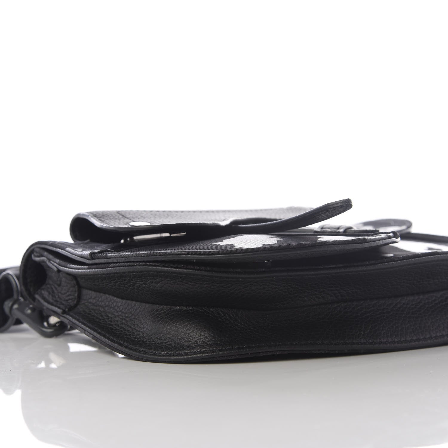 Christian Dior Calfskin Nylon Monogram Leopard Print Saddle Pouch Black 8 of 9