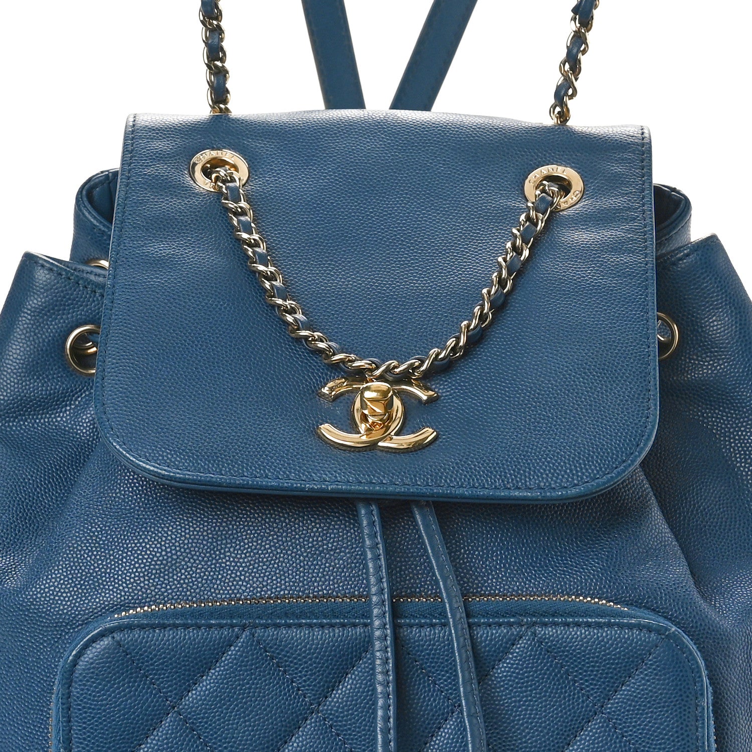 Chanel Caviar Quilted Business Affinity Backpack Blue 8 of 11