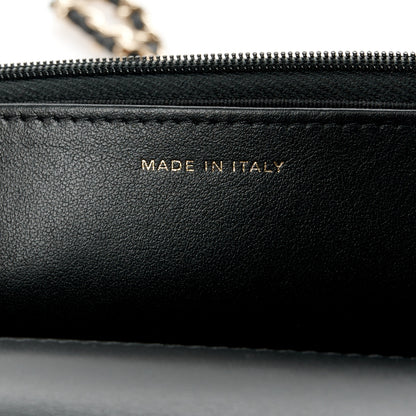 Chanel Tweed Quilted Wallet On Chain WOC Black Ecru White 6 of 11