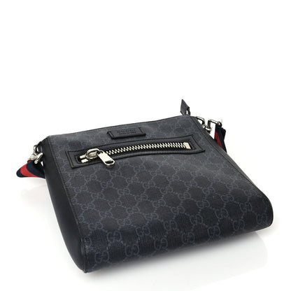 Gucci GG Supreme Monogram Web Small Flat Messenger Bag  Black Grey 3 of 8