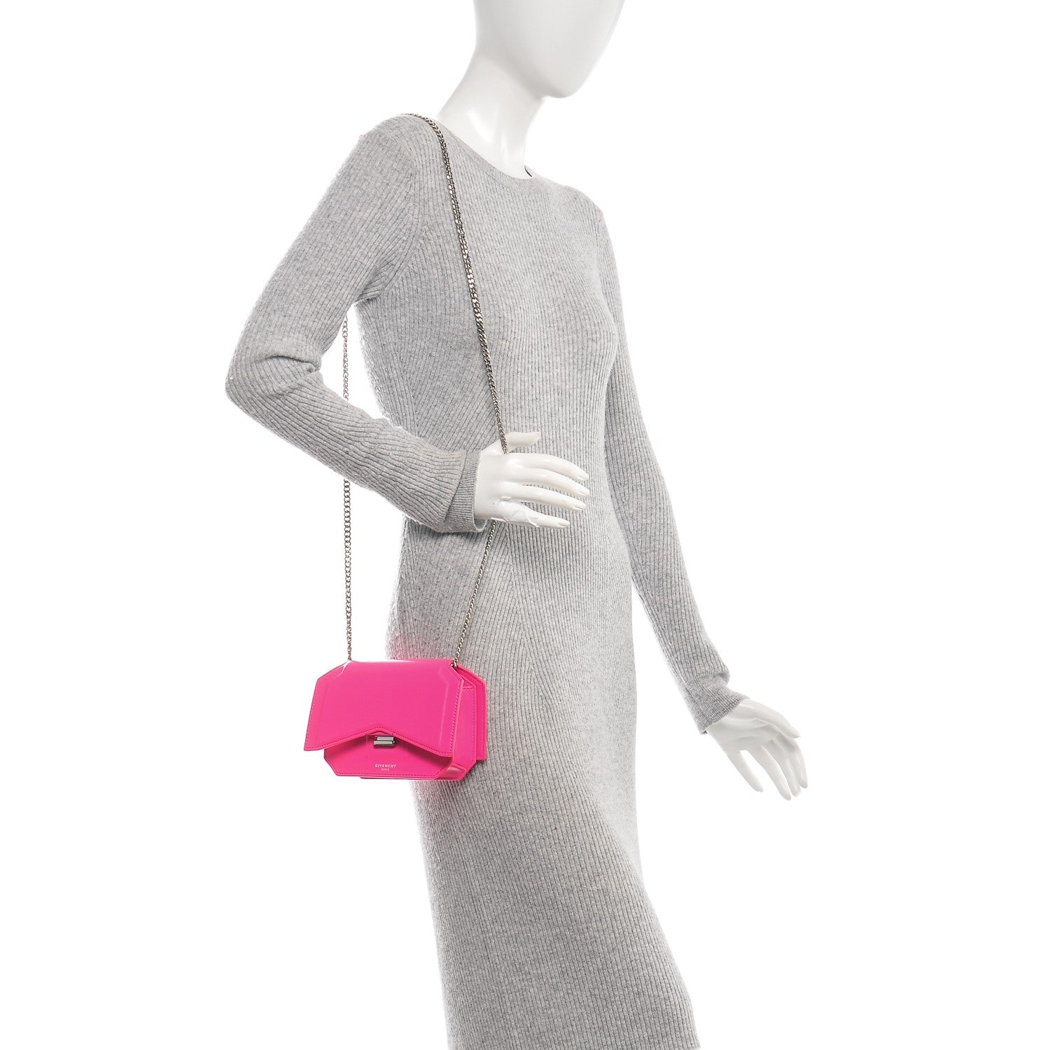 Givenchy Calfskin Bow Cut Chain Wallet Neon Pink 2 of 6