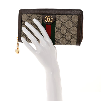 Gucci GG Supreme Monogram Web Ophidia Zip Around Wallet Brown 2 of 7