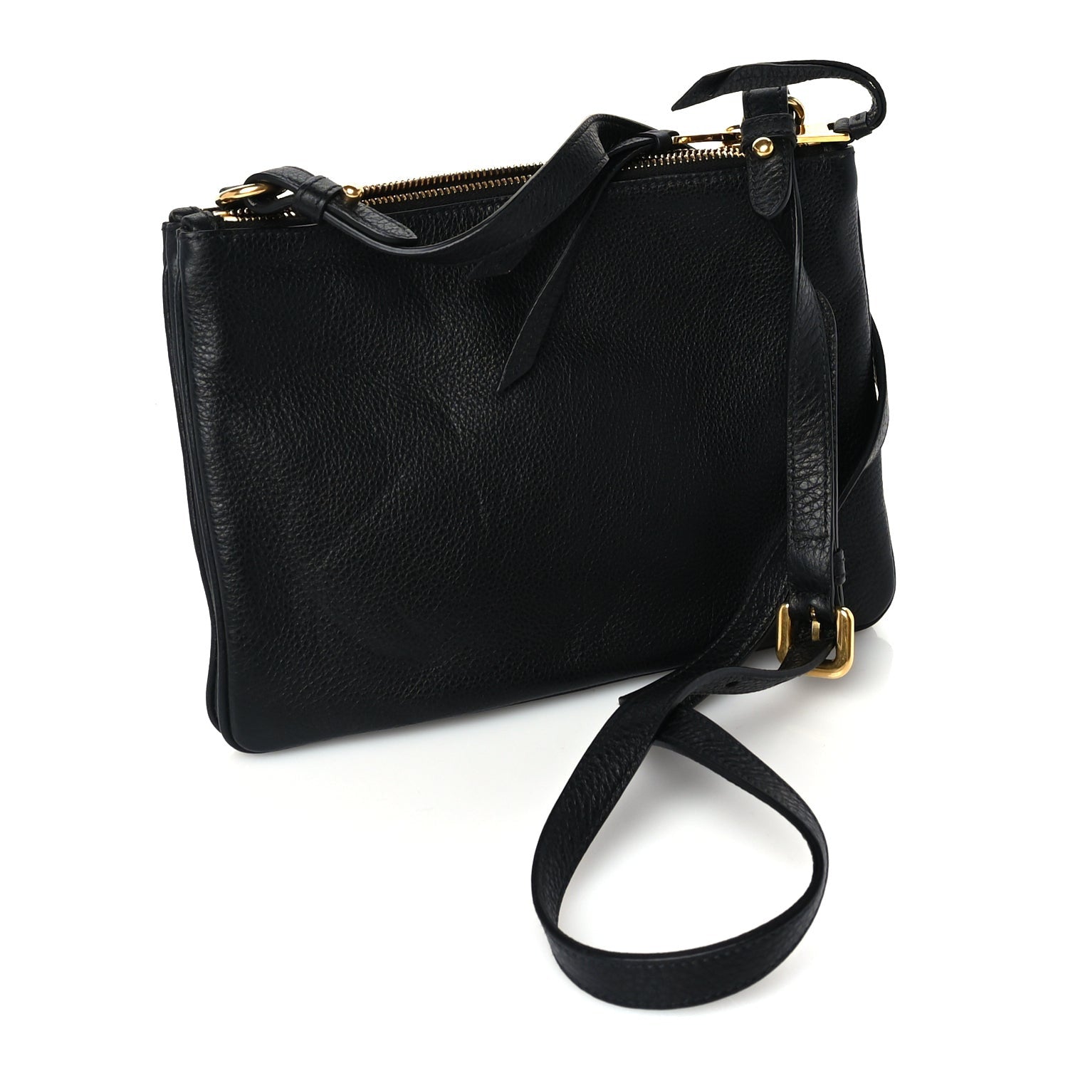 Prada Vitello Phenix Double Zip Crossbody Bag  Black 2 of 8