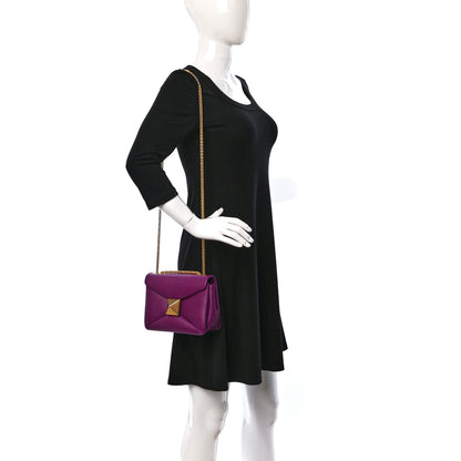 Valentino Garavani Nappa One Stud Chain Clutch Prune 2 of 8