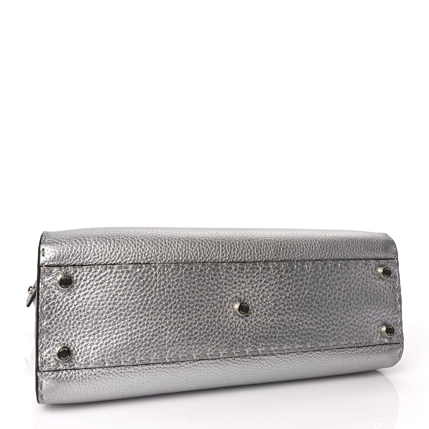 Cuoio Romano Lux Selleria Medium Peekaboo Iconic Satchel Argento