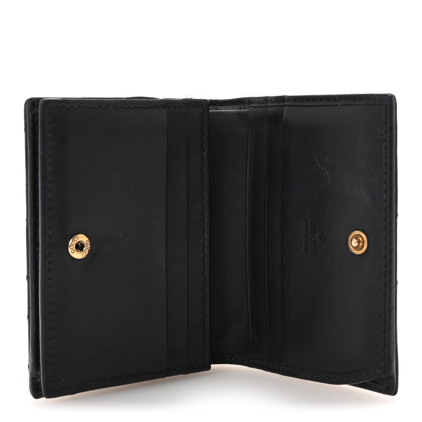 Calfskin Matelasse GG Marmont Card Case Wallet Black