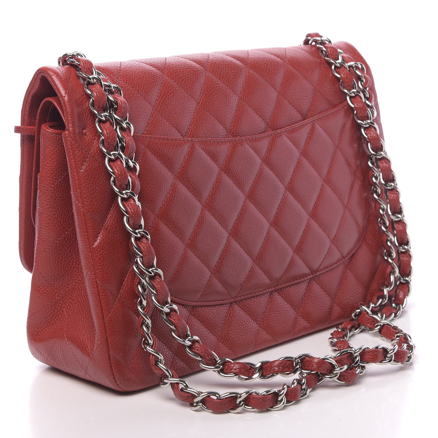 Caviar Quilted Jumbo Double Flap Red