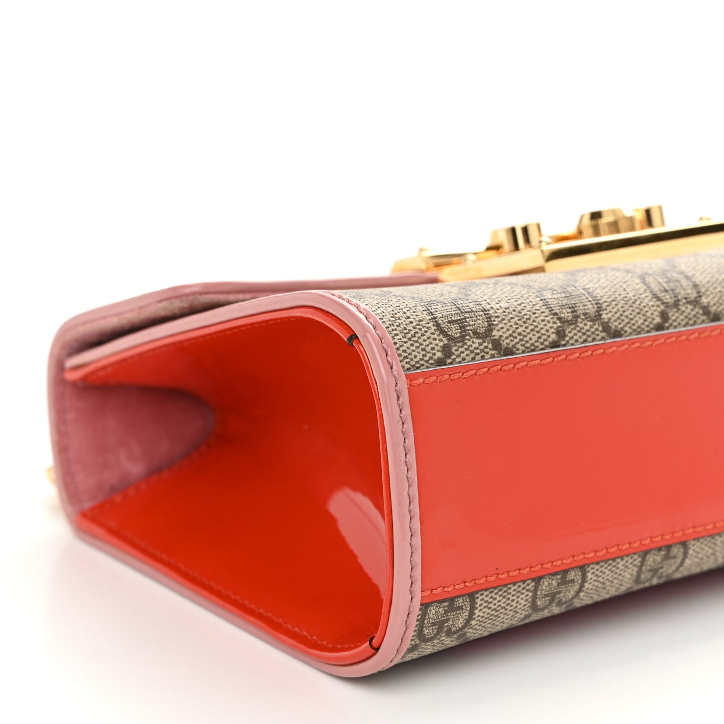 GG Supreme Monogram Patent Small Padlock Shoulder Bag Multicolor