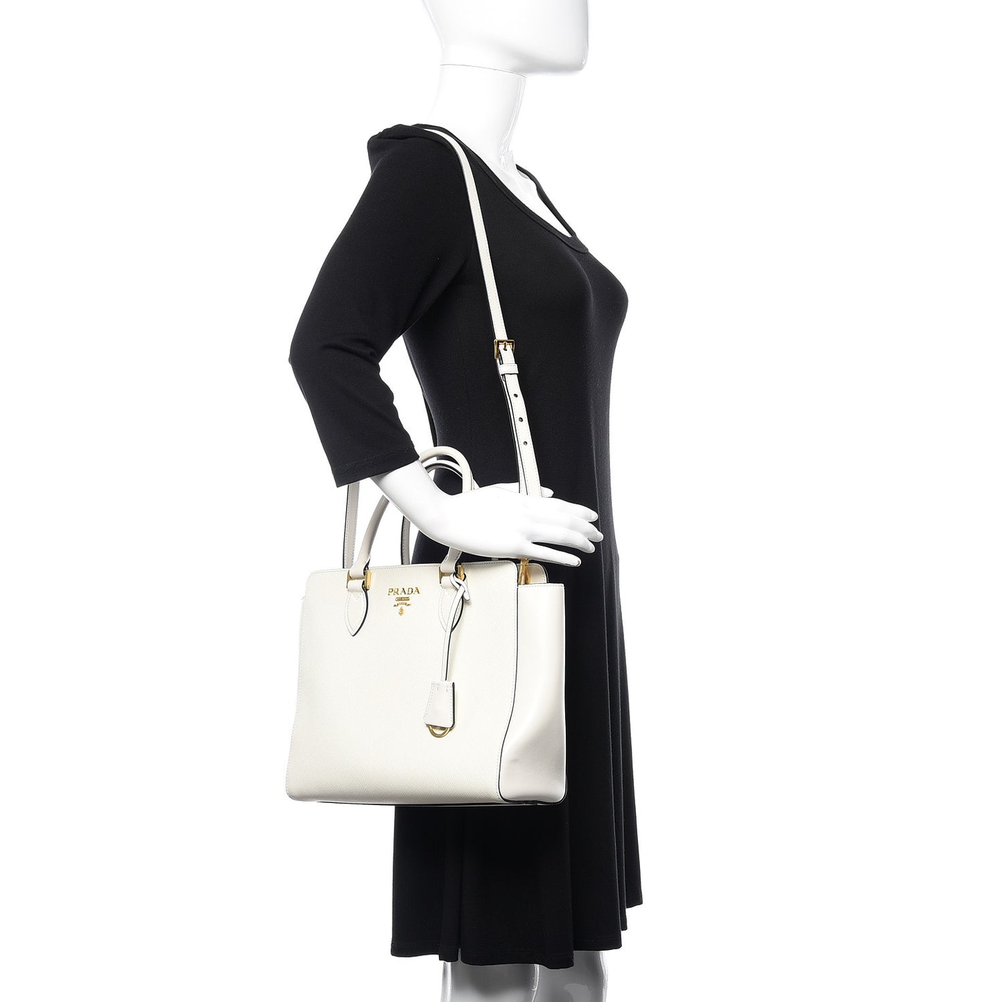 Saffiano Soft Calfskin Zippered Tote White