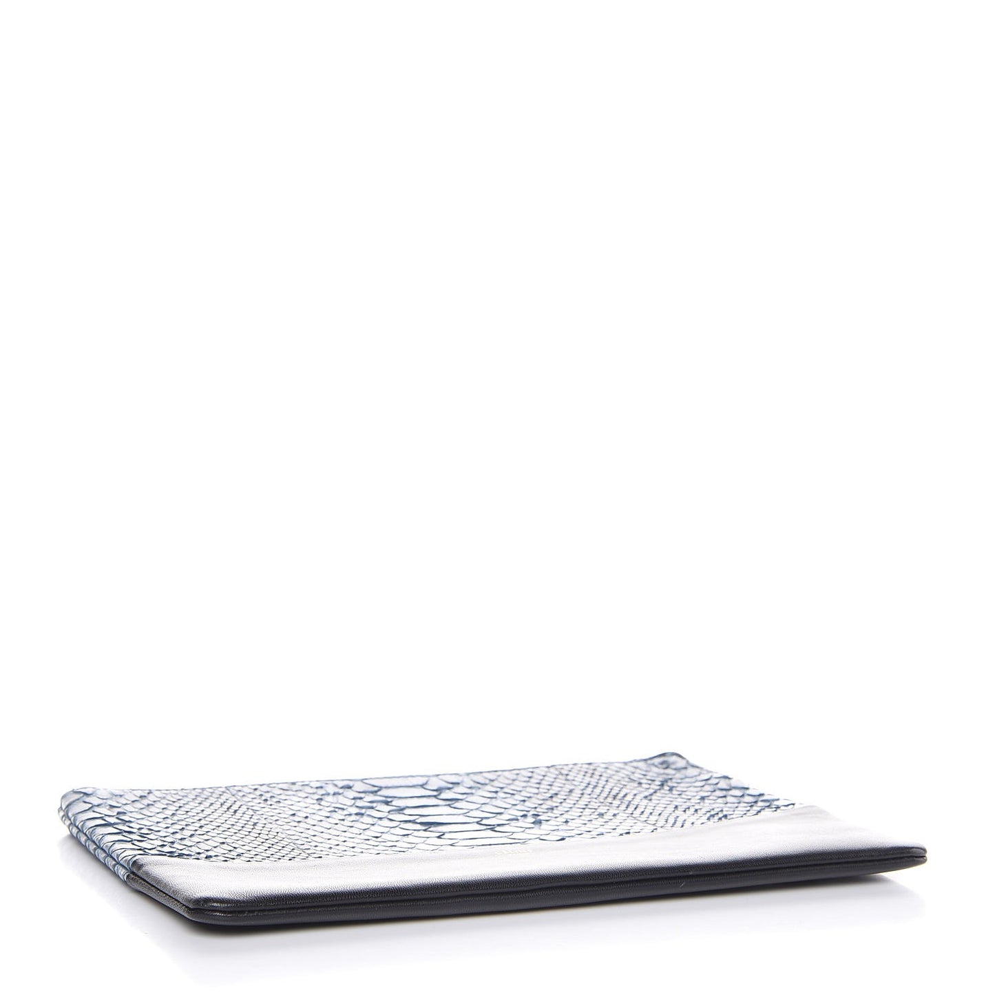 Python Lambskin Solo Clutch Pouch Slate Black