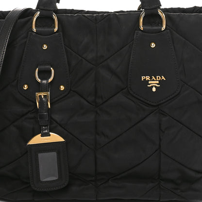 Prada Tessuto Nylon Chevron Quilted Tote Black 7 of 9