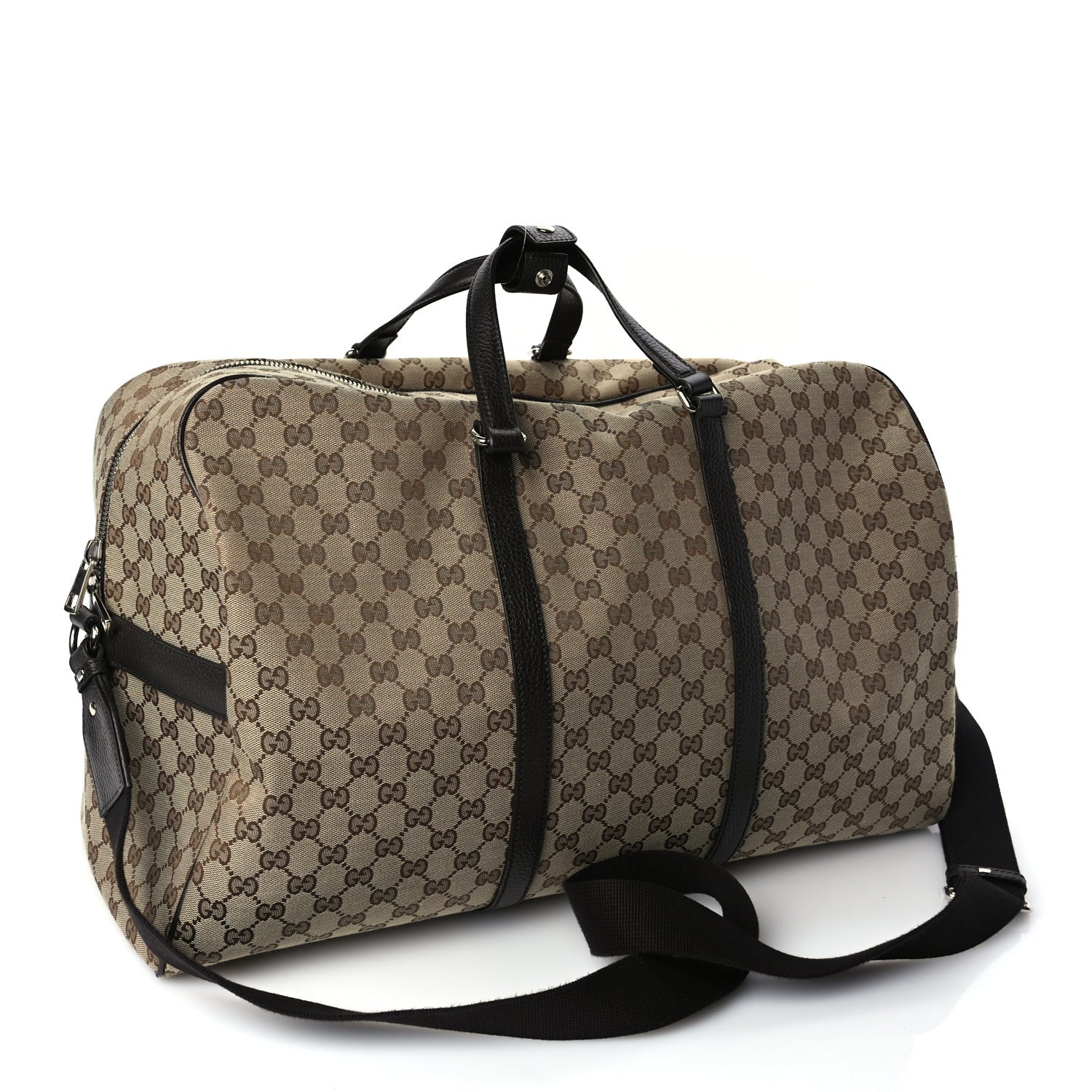 Gucci Monogram Dollar Calfskin Large Boston Duffle Bag Beige Ebony Testa di Moro Marrone Scuro 2 of 9