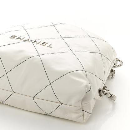 Chanel Shiny Calfskin Quilted Chanel 22 Backpack White Black 10 of 10