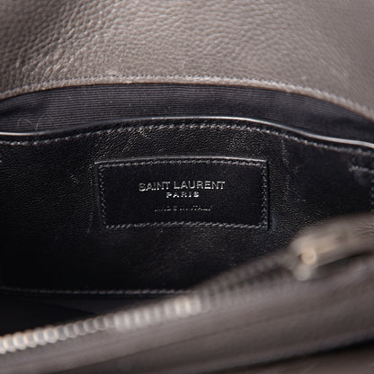 Saint Laurent Sheepskin Matelasse Chevron Monogram Medium College Bag Light Coal 6 of 10