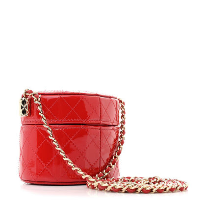Chanel Patent Quilted Small Round Vanity With Chain Red 3 of 11