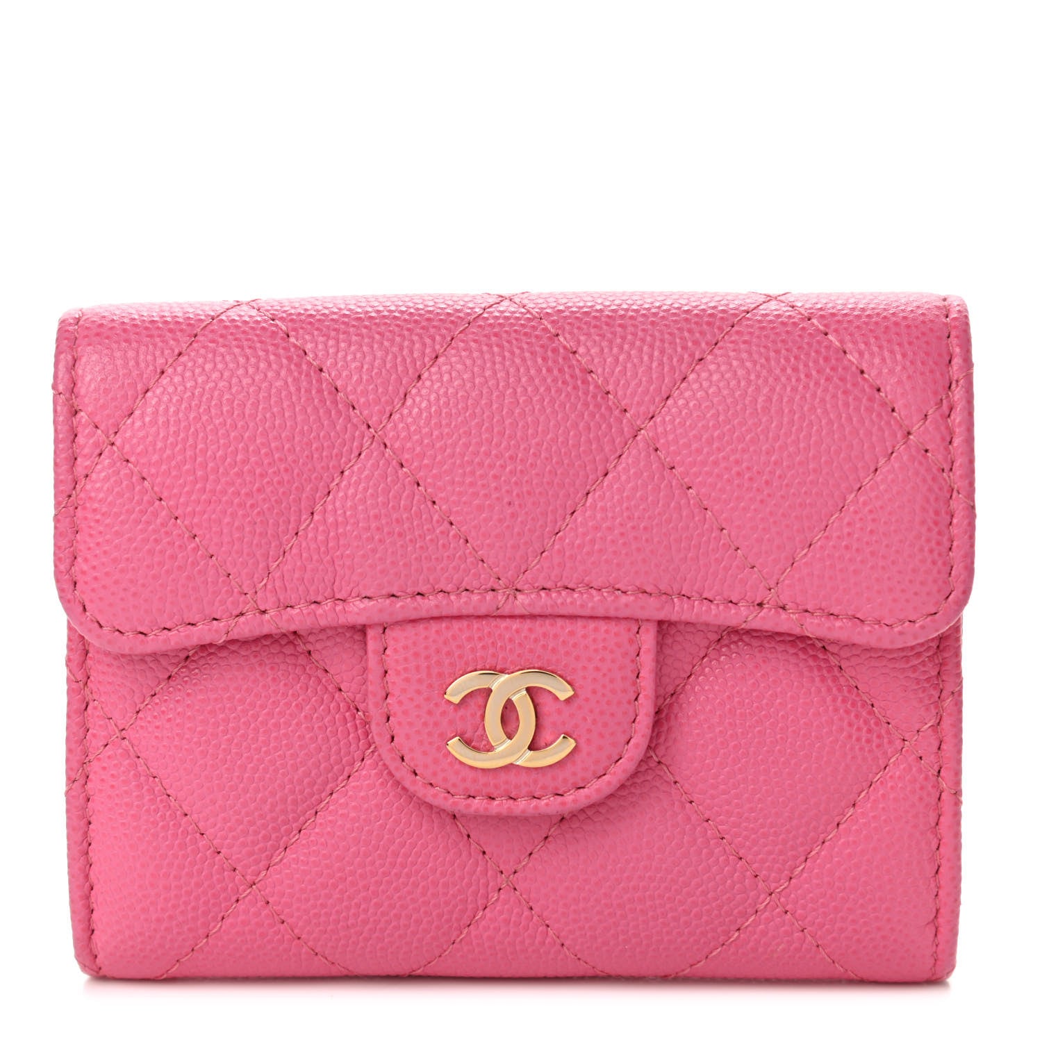 Chanel Caviar Quilted Flap Card Holder Wallet Pink 1 of 4
