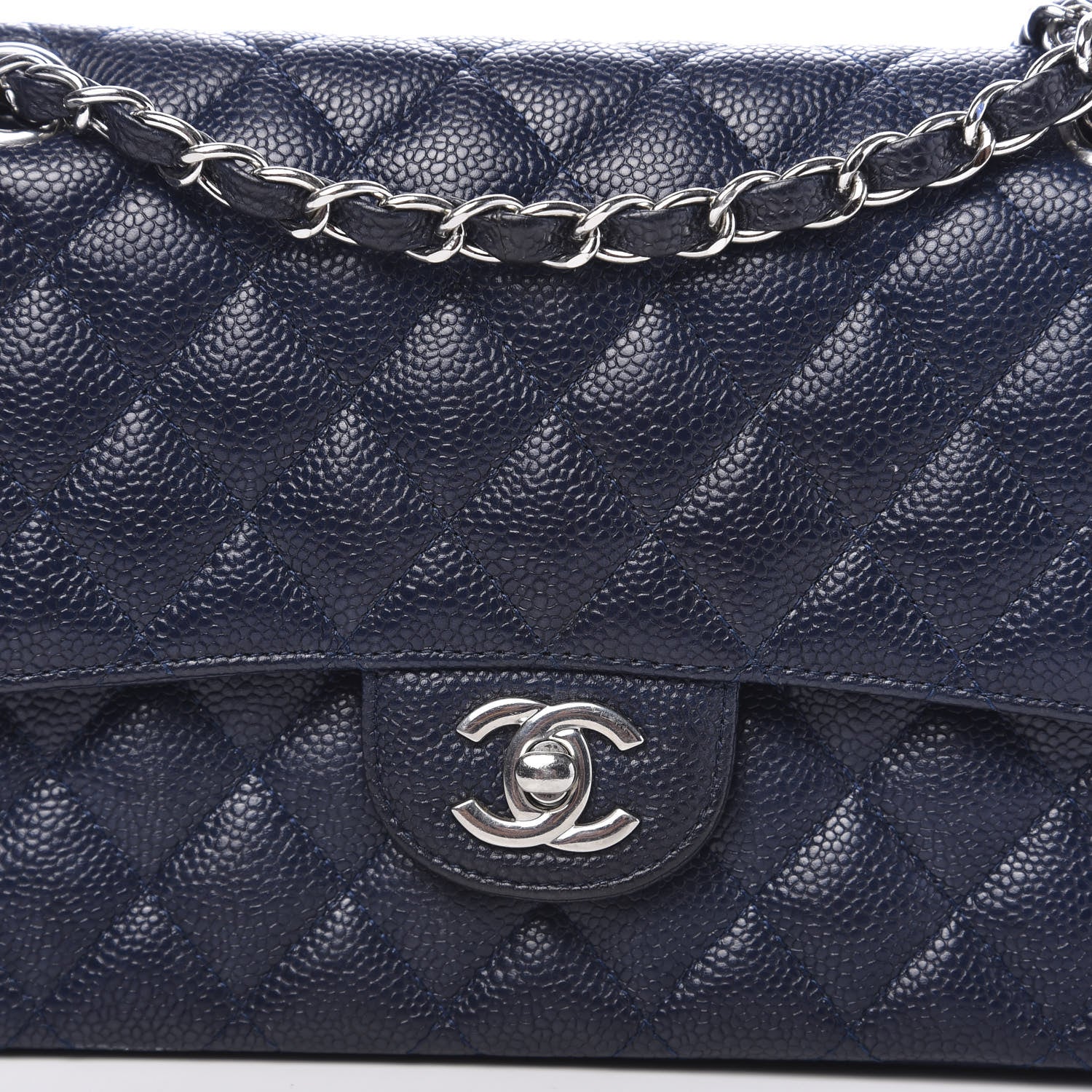 Chanel Caviar Quilted Medium Double Flap Navy 11 of 11
