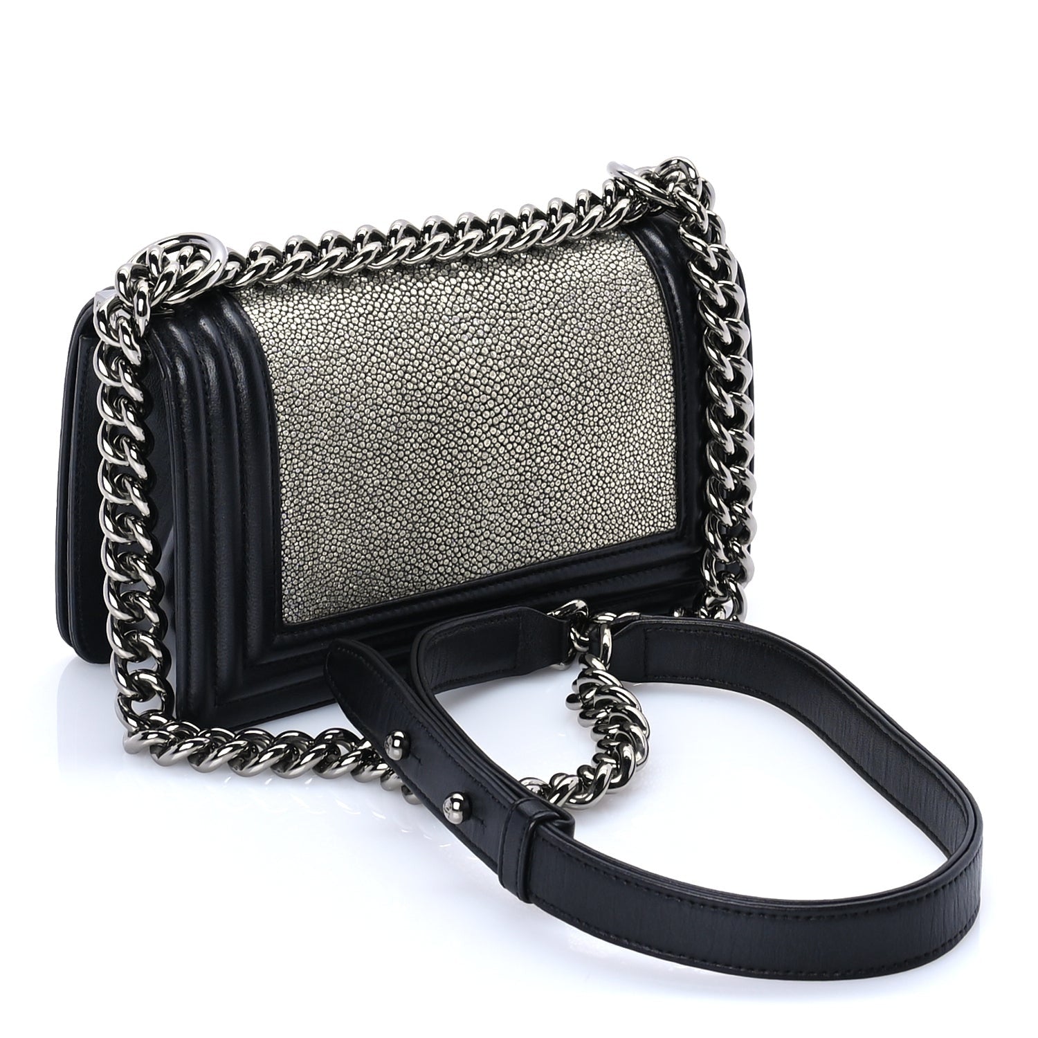 Chanel Galuchat Stingray Small Boy Flap Black 2 of 7