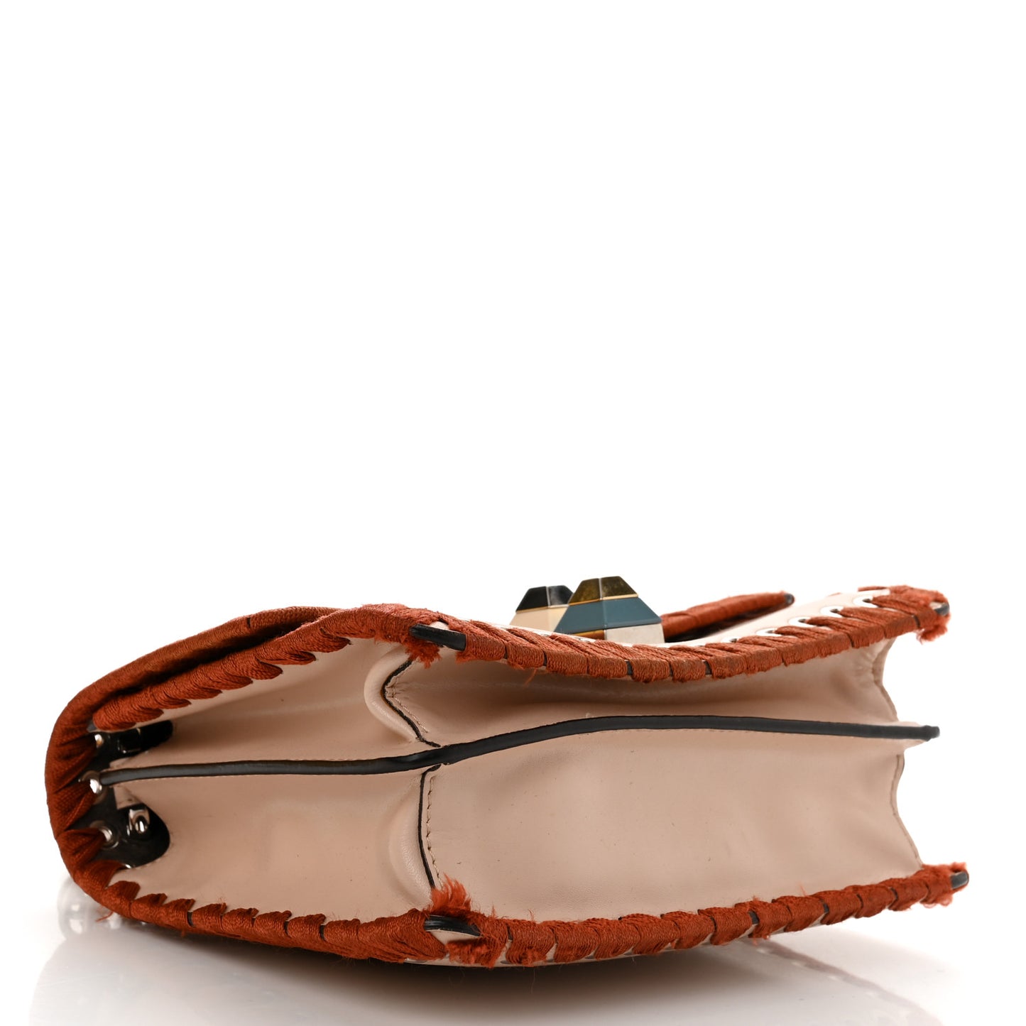 Vitello Liberty Lucido Ribbon Lace Up Studded Small Kan I Shoulder Bag Plaster