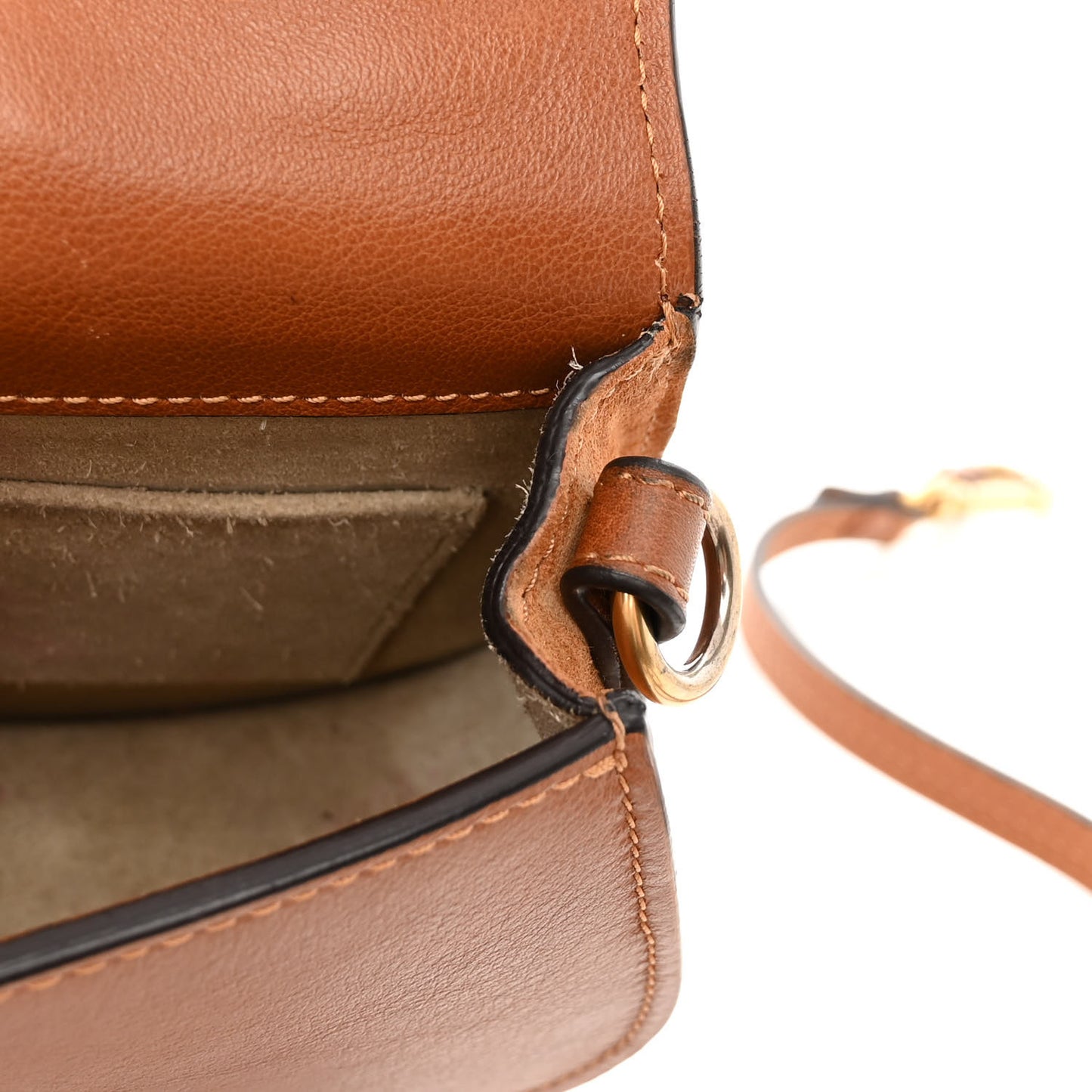 Calfskin Suede Small Nile Bracelet Bag Caramel