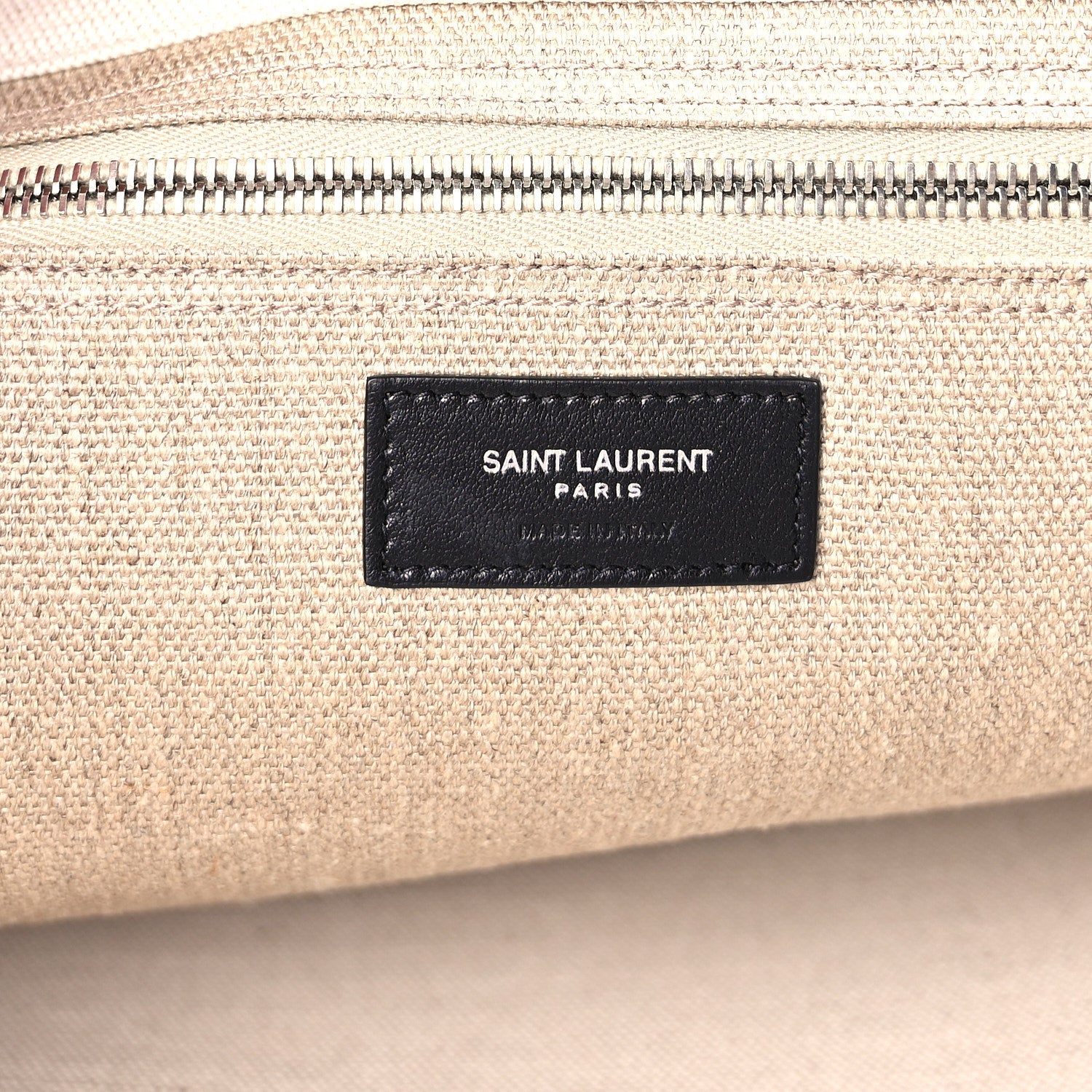 Saint Laurent Linen Calfskin Rive Gauche Tote Optic White 5 of 8