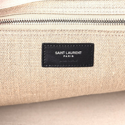 Saint Laurent Linen Calfskin Rive Gauche Tote Optic White 5 of 8