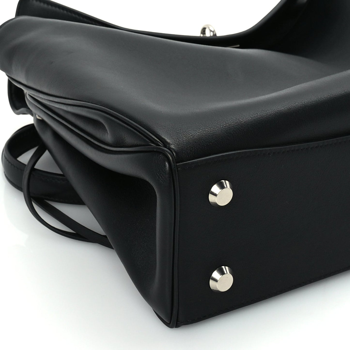 Natural Smooth Calfskin Medium Rodeo Top Handle Handbag Black
