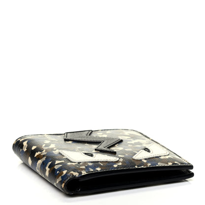 Fendi Vitello Elite Granite Monster Eyes Bi-fold Wallet Navy 3 of 4