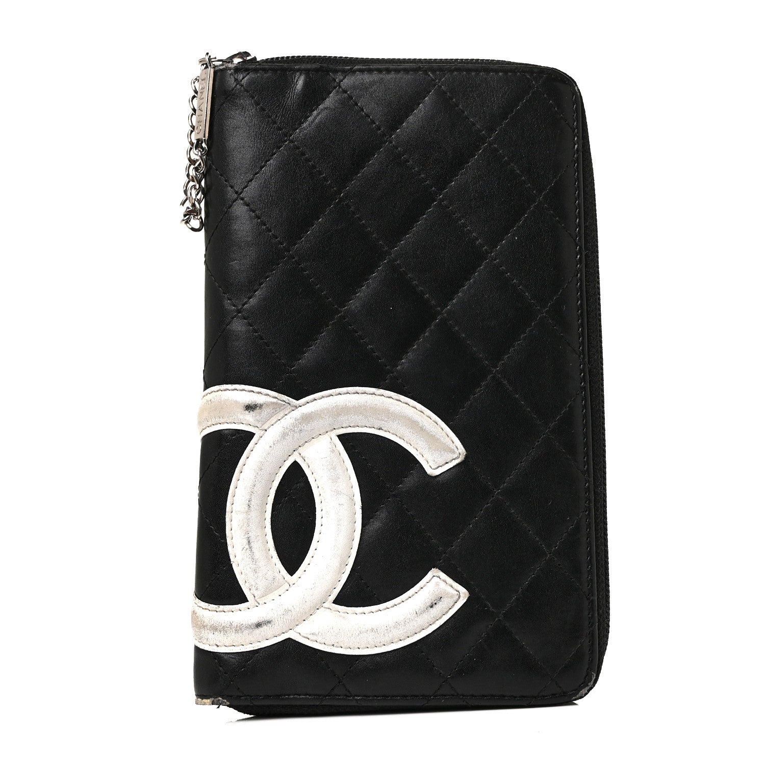 Chanel Calfskin Cambon Zip Around Organizer Wallet Black White 1 of 15