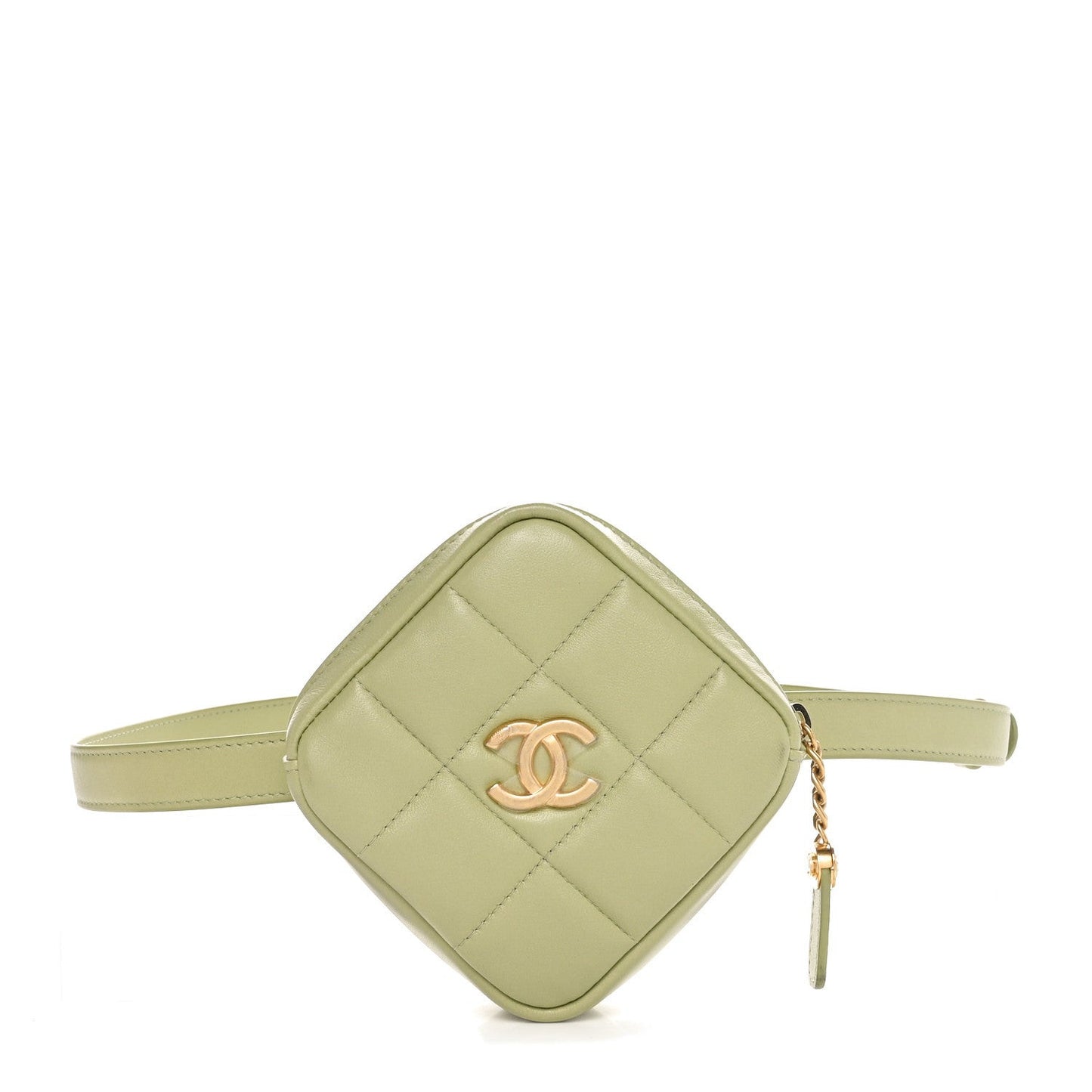Lambskin Quilted Coin Purse Belt Bag Green