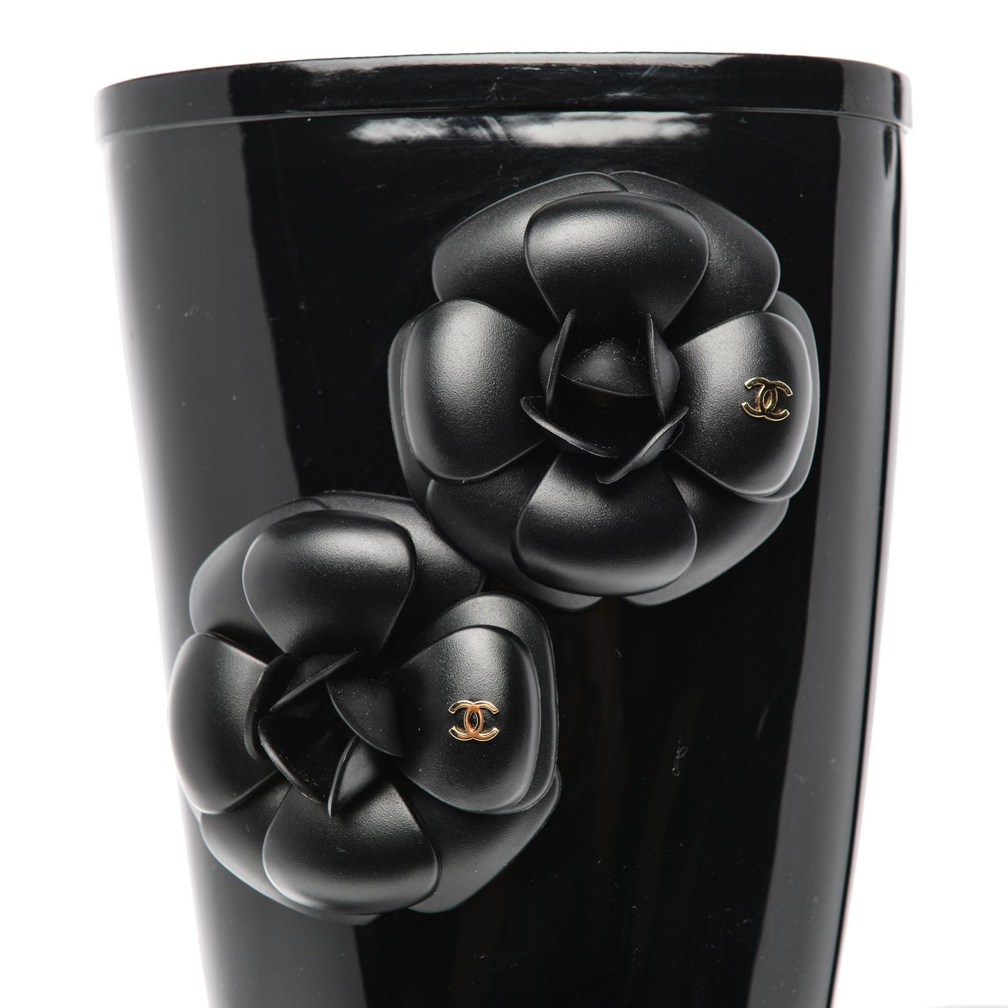 Rubber Camellia Rain Boots 37 Black