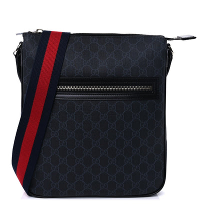 Gucci GG Supreme Monogram Appia Calfskin Web Large Messenger Bag Black Grey 2 of 16