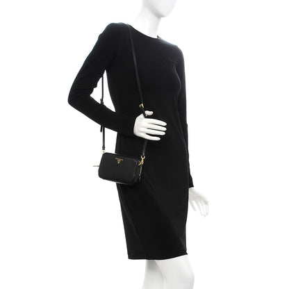 Prada Saffiano Mini Camera Crossbody Bag Nero Black 2 of 10