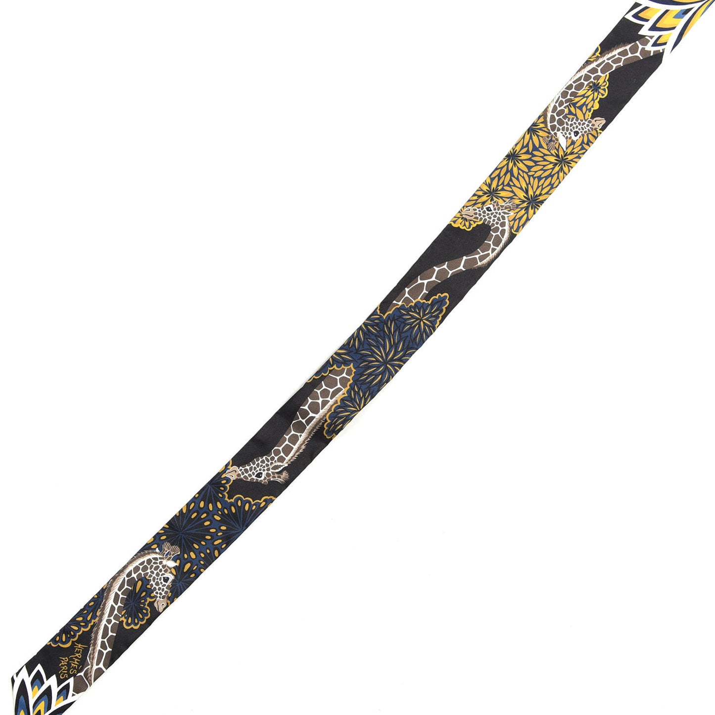 Silk Three Graces Twilly Black Gold Taupe