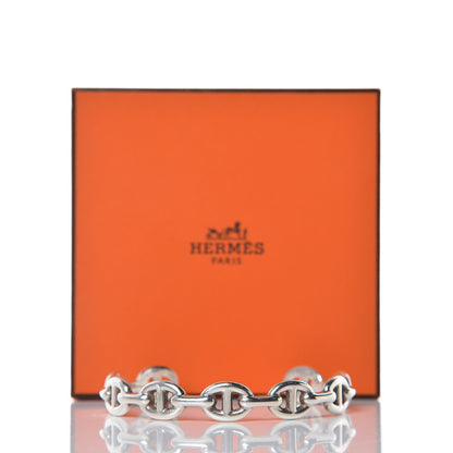 Hermes Sterling Silver MM Chaine d'Ancre Enchainee Cuff Bracelet LG 10 of 11