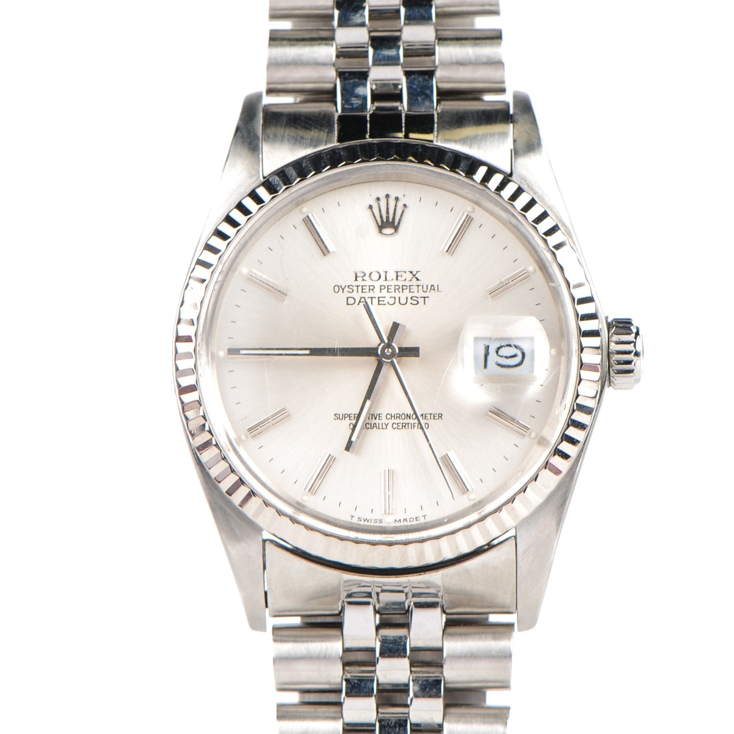 Stainless Steel 18K White Gold 36mm Oyster Perpetual Datejust Watch Silver 16014