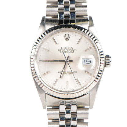 Rolex Stainless Steel 18K White Gold 36mm Oyster Perpetual Datejust Watch Silver 16014 1 of 8